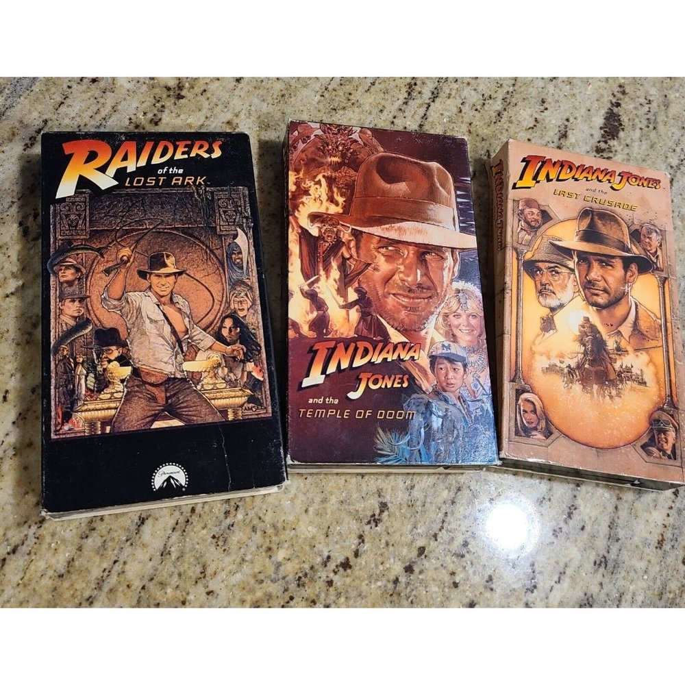 3 VTG Indiana Jones 80's VHS Raiders of the Lost Ark Temple Of Doom Last Crusade